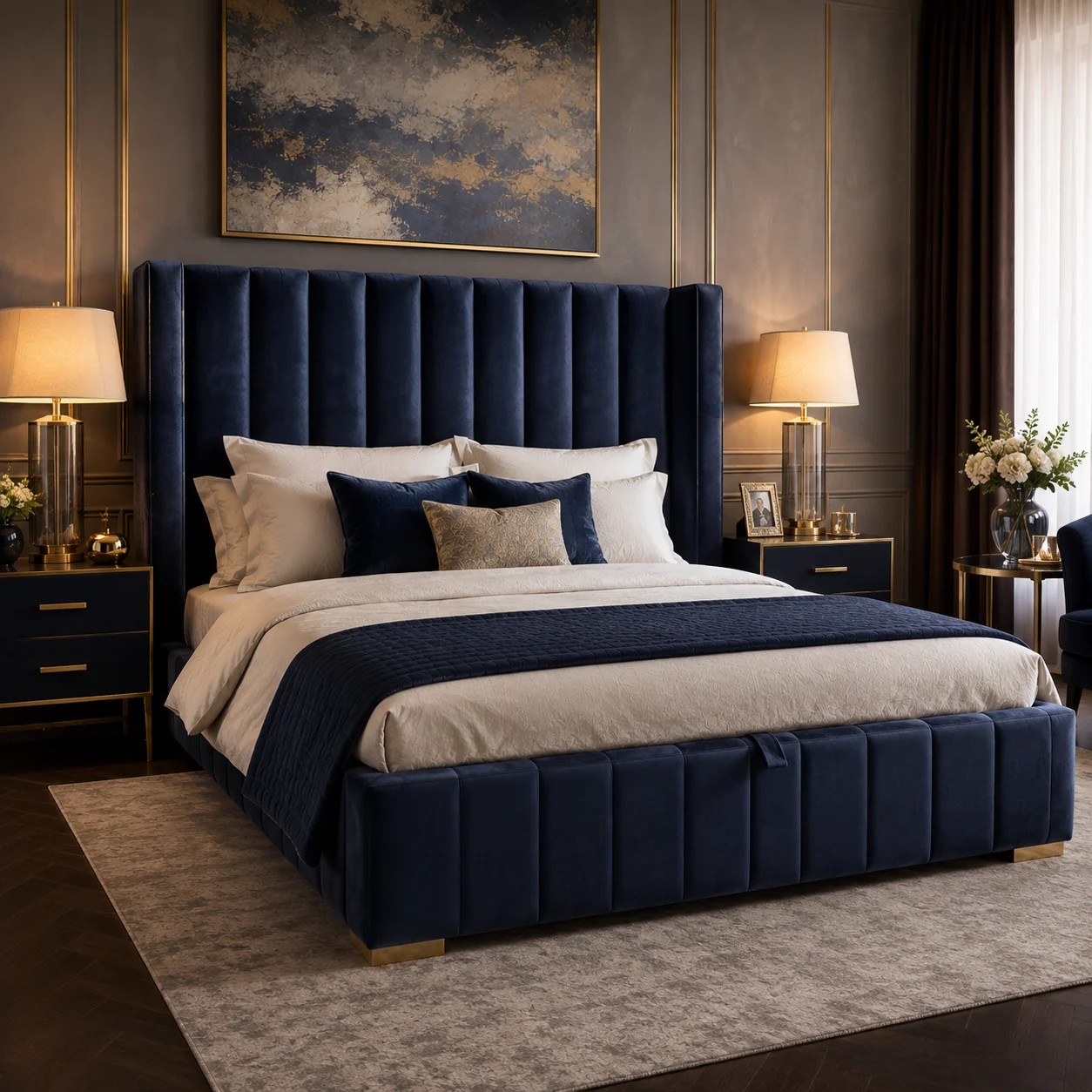 Luxury upholstered panel bed